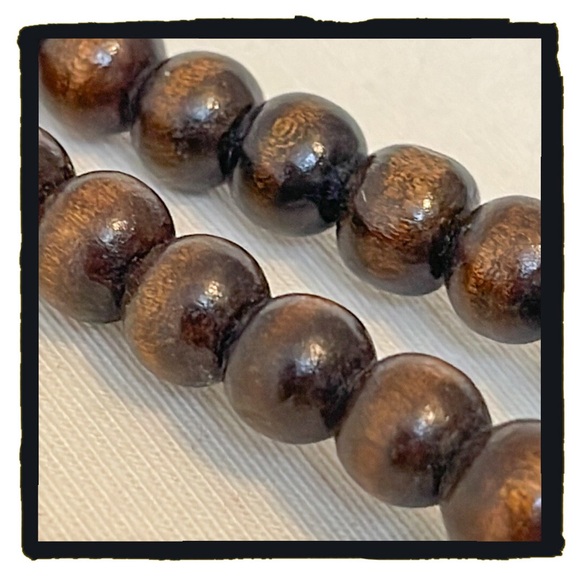 💕Beautiful Chunky Vintage Necklace Blue Beads & Brown Polished Wood Beads💕 - Picture 3 of 6